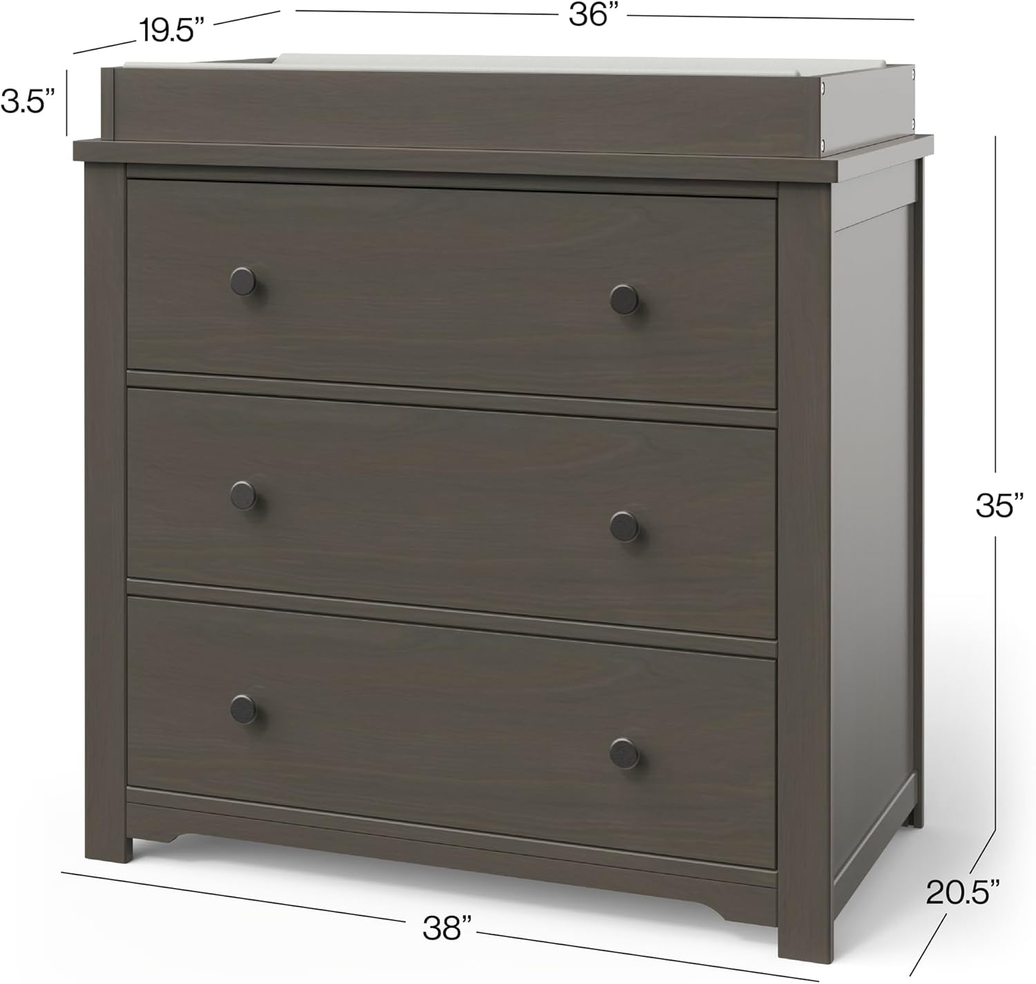 Child Craft Scout 3-Piece Nursery Set, Includes 4-in-1 Convertible Crib, Dresser with Changing Table Topper, and Cozy Glider (Dapper Gray)