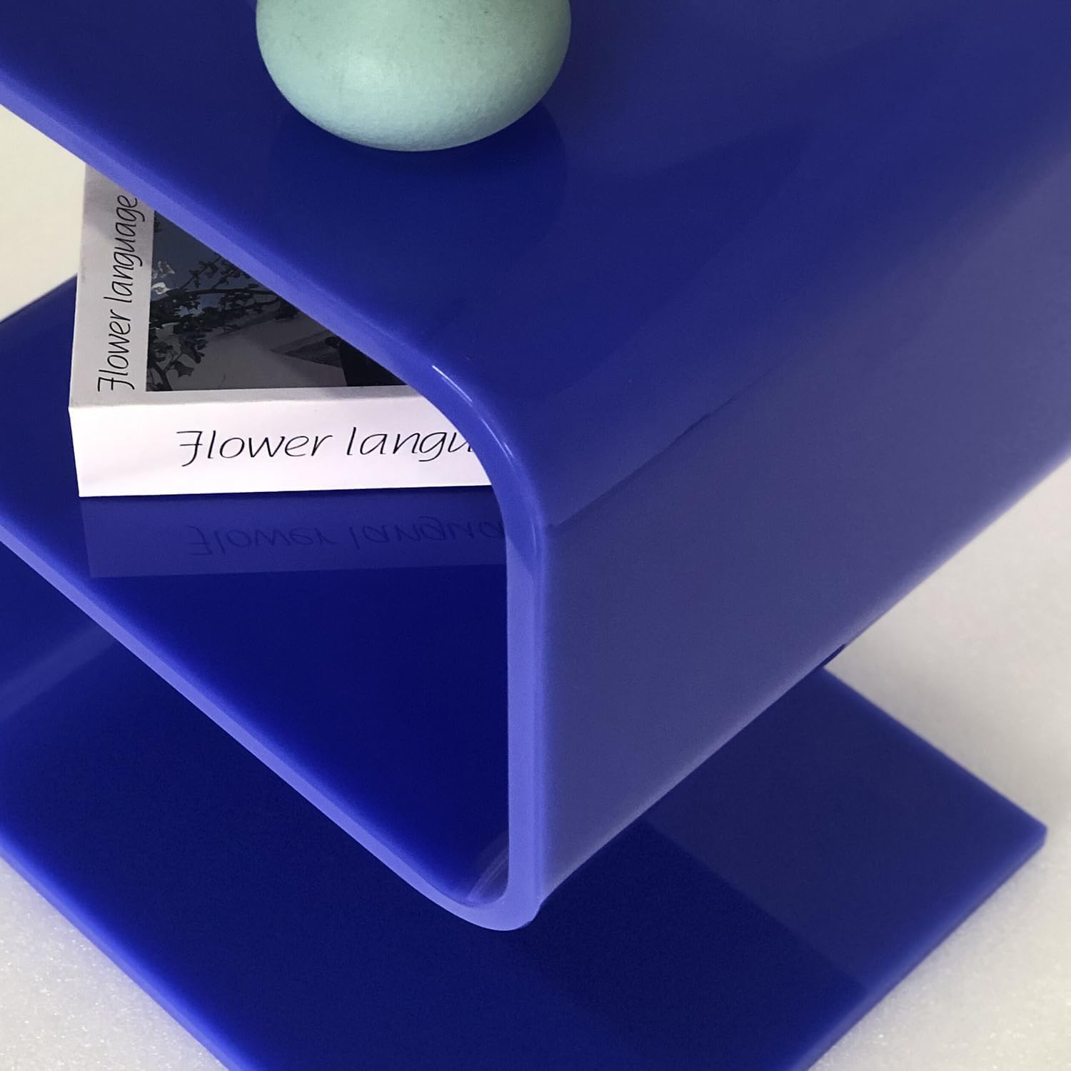 Acrylic Side Table 17.7" H - S-Shaped Blue End Table, 20 lbs Capacity, No Assembly Required