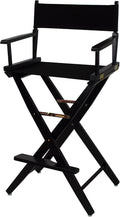 Casual Home American Trails Extra-Wide Premium Directors Chair 30" H Bar Height Black Frame Black Canvas