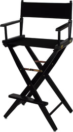 Casual Home American Trails Extra-Wide Premium Directors Chair 30" H Bar Height Black Frame Black Canvas