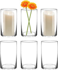 6 Inch Tall Glass Cylinder Vase for Table Centerpieces,Set of 6 | Clear Glass Vases Bulk for Flowers Decor,Floating Candle,Wedding Favors(3.5" W X 6" H)