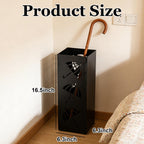 Metal Umbrella Holder, Square Stand for Entryway and Home Decor, 6.3" x 6.3" x 16.5" in Black, Sturdy Rack for Walking Canes and Umbrellas