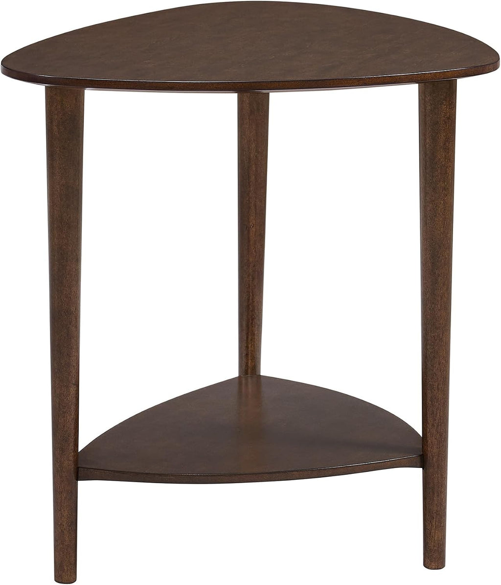 San Pietro Mid-Century Modern End Table with Storage Shelf, Triangular Wood Side Table, Living Room Accent Table | Espresso Finish