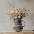 Rustic Metal Farmhouse Vase Shabby Chic Small Pitcher Fall Vase Brown Decorative Vase for Farmhouse Kitchen Decor