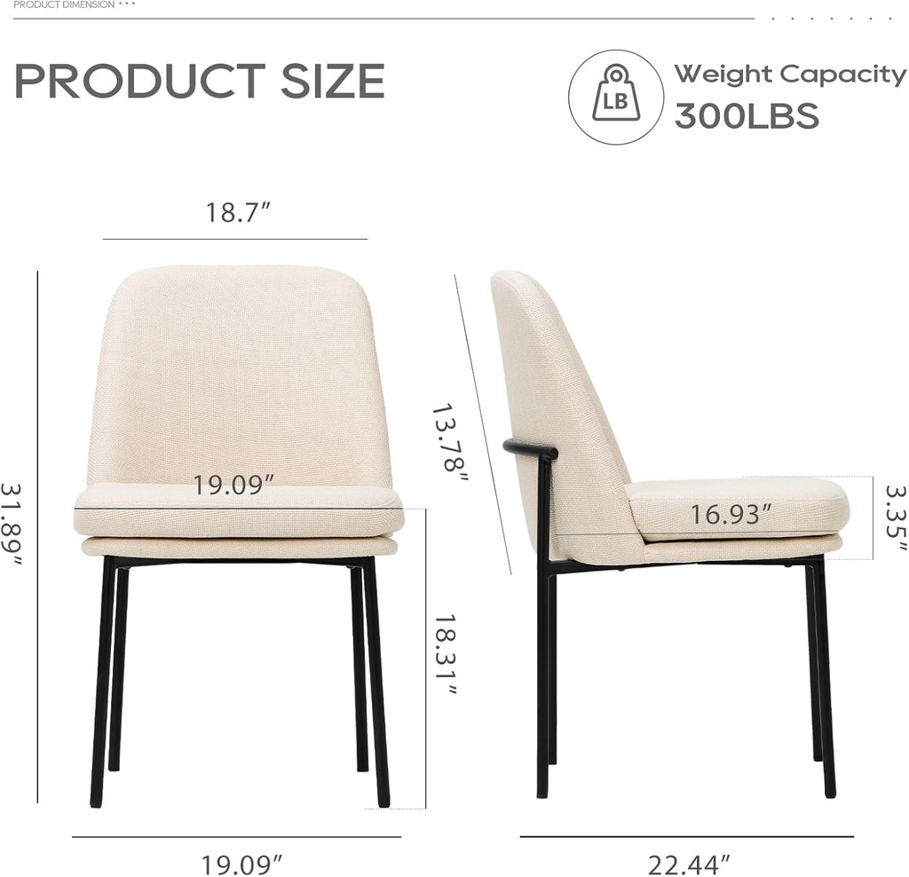 COLAMY Modern Dining Chairs Set of 4, Upholstered Dining Room Chairs Dinner Chair Kitchen Chairs with Curved Back and Metal Legs, Beige