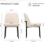 COLAMY Dining Chairs Set of 2, Modern Dining Chairs, Fabric Upholstered Dining Chairs, Kitchen Chairs with Curved Back and Metal Legs for Dining Room Kitchen Restaurant, Beige