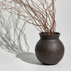LB2 Brown Ceramic Large Vase, 13" Tall Zen Style vase, Terra Cotta Pitcher, Distressed Farmhouse Decor, Pottery Decorative Flower for Home Decor