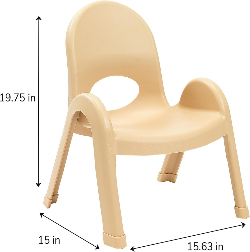 Angeles Value Stack 9" Child Chair, Natural Tan, 4 Pack, Stackable Ergonomic Seating Solution for Classrooms and Homeschools