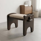 Composite Footstool Dog Shaped Stool Ottoman Bench Seat Low Stool Footrest with Solid Wood Frame PU Leather Cushion and Soft Foam Filling Suitable for, Black