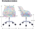 LukeAlon Kids Adjustable Desk Chair, Furry Study Chair with Swivel Base, Cute Faux Fur Reading Chair, Comfy Upholstered Computer Chair with Arms for Girls Children, Light Colorful