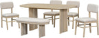 Harper & Bright Designs Dining Table and Chairs Set, 6-Piece Solid Wood Dining Room Set with Bench, Modern Farmhouse Kitchen Furniture for Family Gatherings, Natural