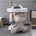 Cute Resin Bear Side Table with MDF Desktop, Modern and Simple Bedside Table, Multifunctional Small Accent Table for Living Room, Bedroom and Office(Gray)