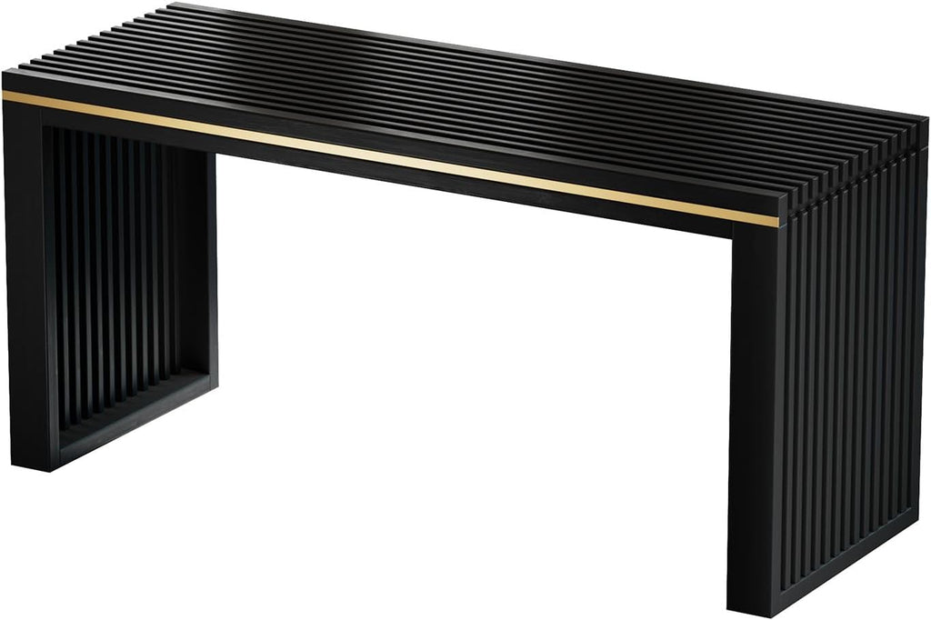 Wisuce Bamboo Dining Bench, 35 inch Entryway Indoor Bench, Black