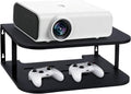 Black Projector Shelf for Wall 2 Tier Floating Projector Wall Mount Pine Wood Game Shelf Stand for Xbox Router Holder Stand Accessories
