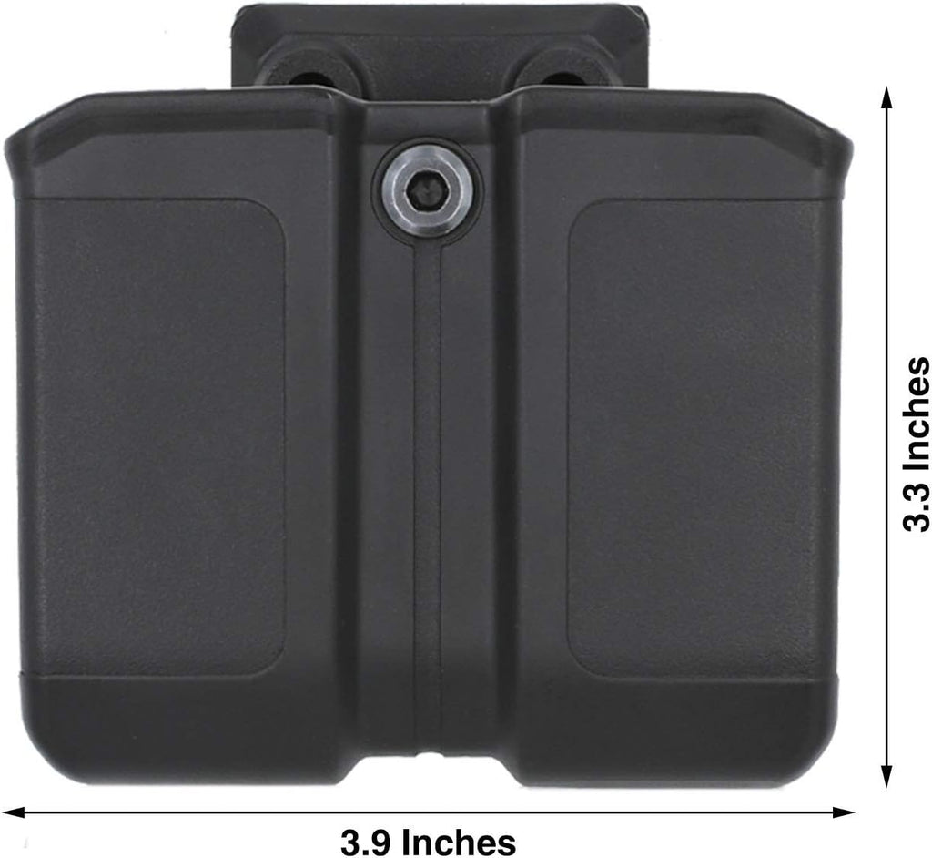 OWB Polymer Double Magazine Holster Ambidextrous Carrier, Fits 9mm/.40 Calibers Double Stack Magazines of Glock, S&W, Sig Sauer, Springfield, Taurus, Beretta, Ruger, Walther, Canik, Colt, CZ, H&K