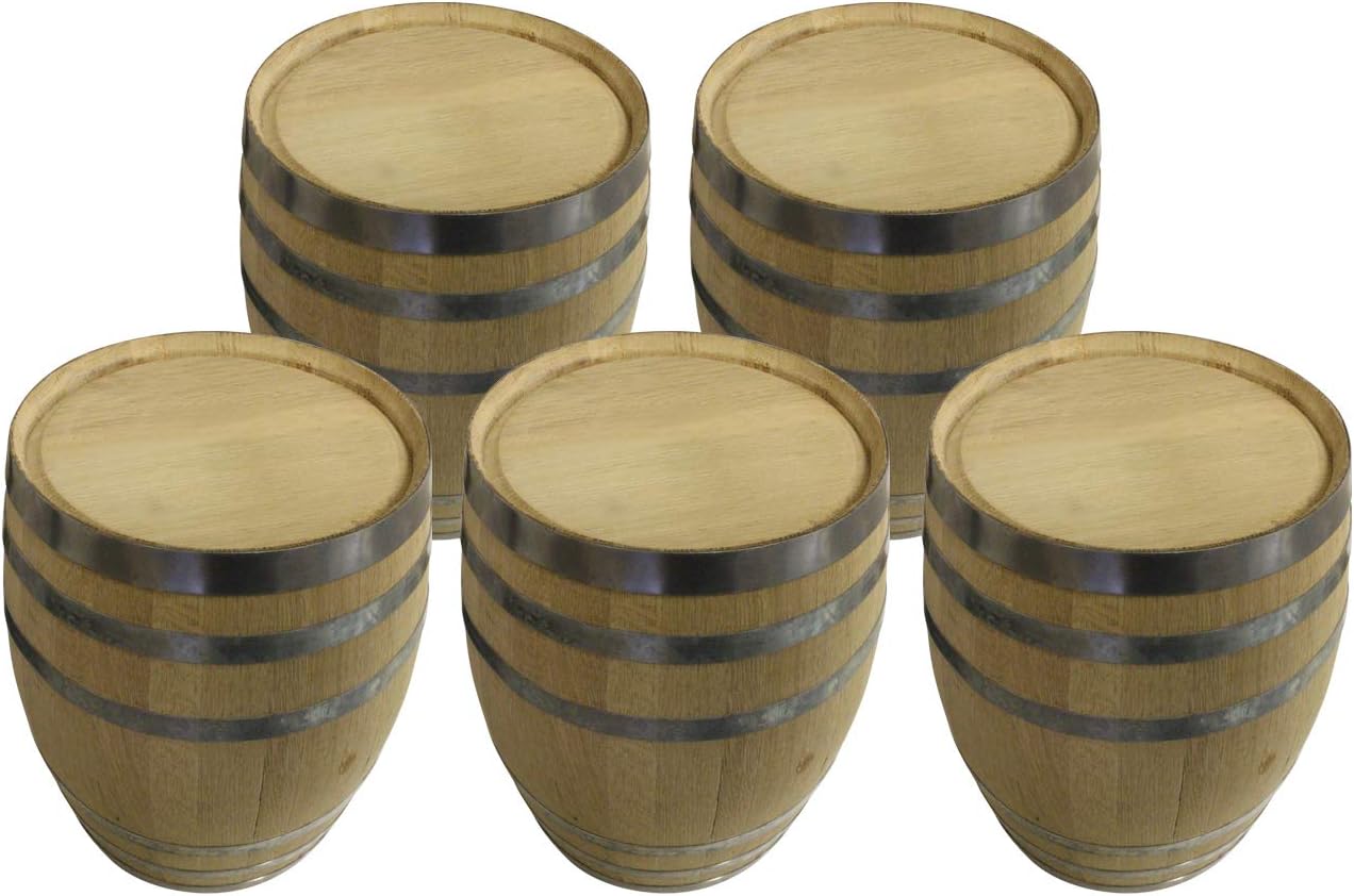 (Set of 5) - 5 Gallon New White Oak Barrel For Aging Whiskey, Bourbon, Wine, Cider, Beer Or As Decor