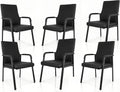 Leather Office Guest Chair, Guest Conference Room Chair, 600 LBS Capacity High Back Reception Chair with Padded Armrests, No Wheels, Black - 6 Pack