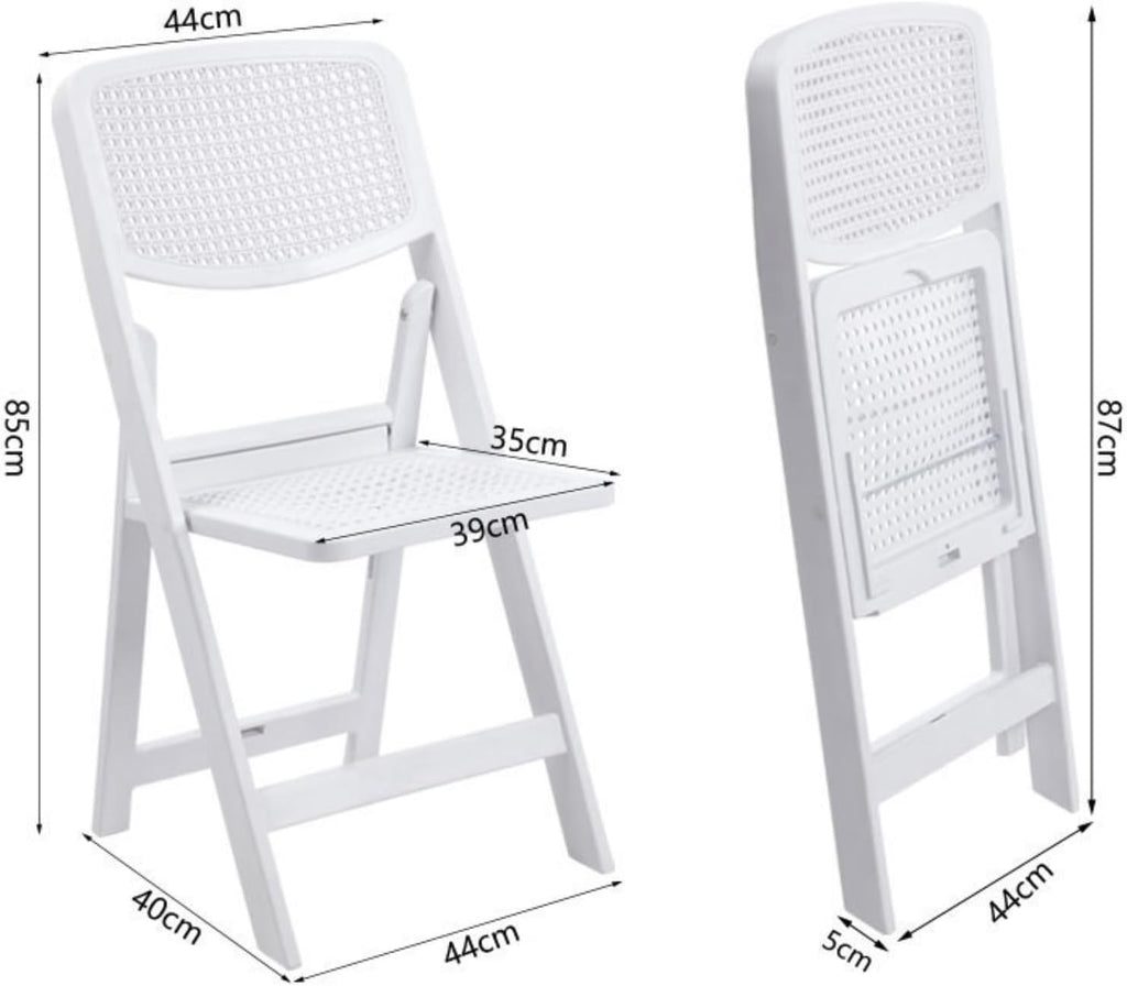 2 Pack White Plastic Folding Chair, Indoor Outdoor Portable Seat with for Events Office Wedding Party Picnic Kitchen Dining(Color2)