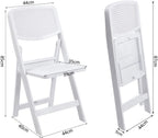 2 Pack White Plastic Folding Chair, Indoor Outdoor Portable Seat with for Events Office Wedding Party Picnic Kitchen Dining(Color2)