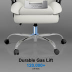 Office Chair, Home Desk Chair, Ergonomic Computer Chair with Lumbar Support, Executive Leather Chair with Flip-Up Armrests, Big and Tall Swivel Rolling Chair, White