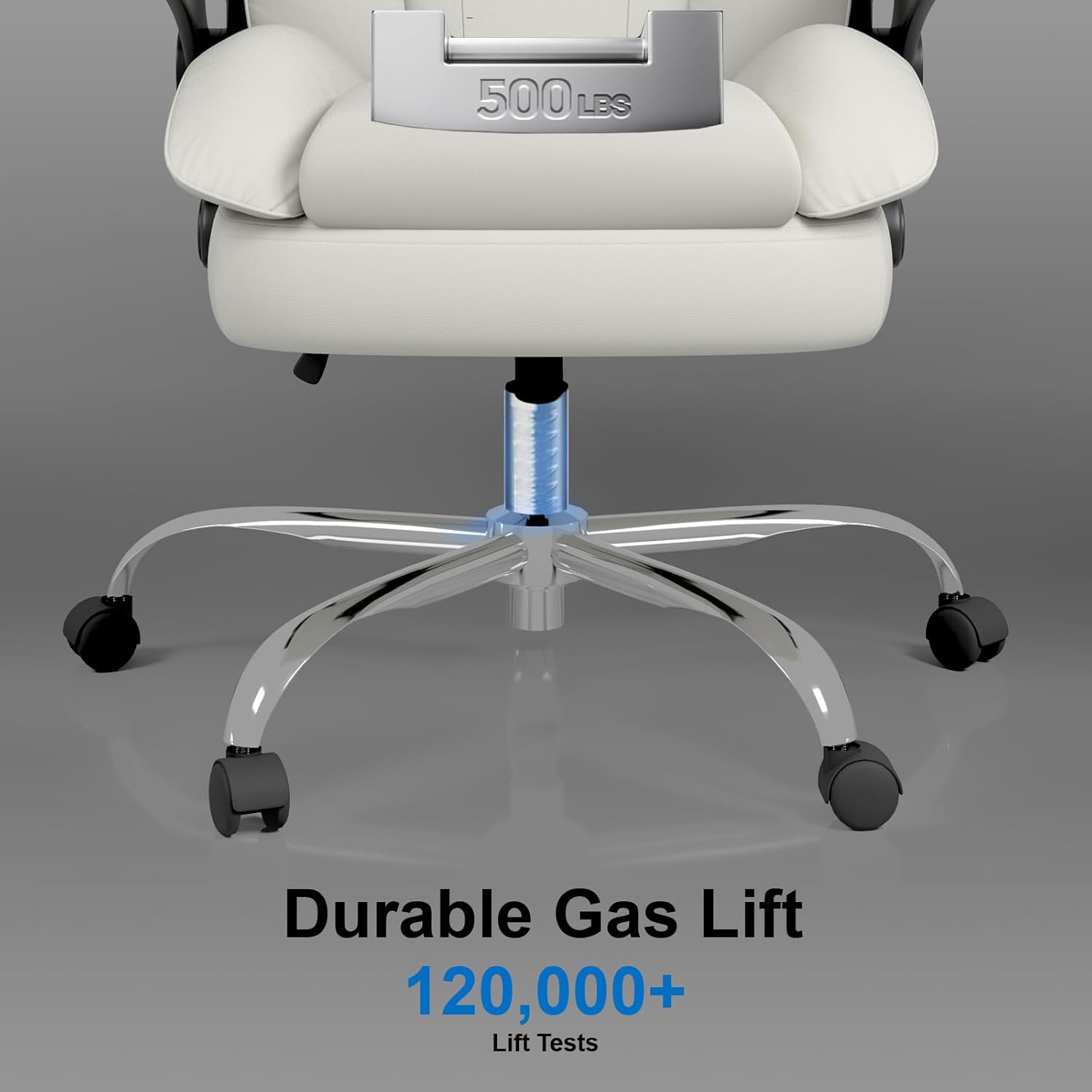 Office Chair, Home Desk Chair, Ergonomic Computer Chair with Lumbar Support, Executive Leather Chair with Flip-Up Armrests, Big and Tall Swivel Rolling Chair, White