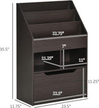 Bookcase Multi Shelf Rack Organizer with Storage Drawer for Books, Playroom, Brown