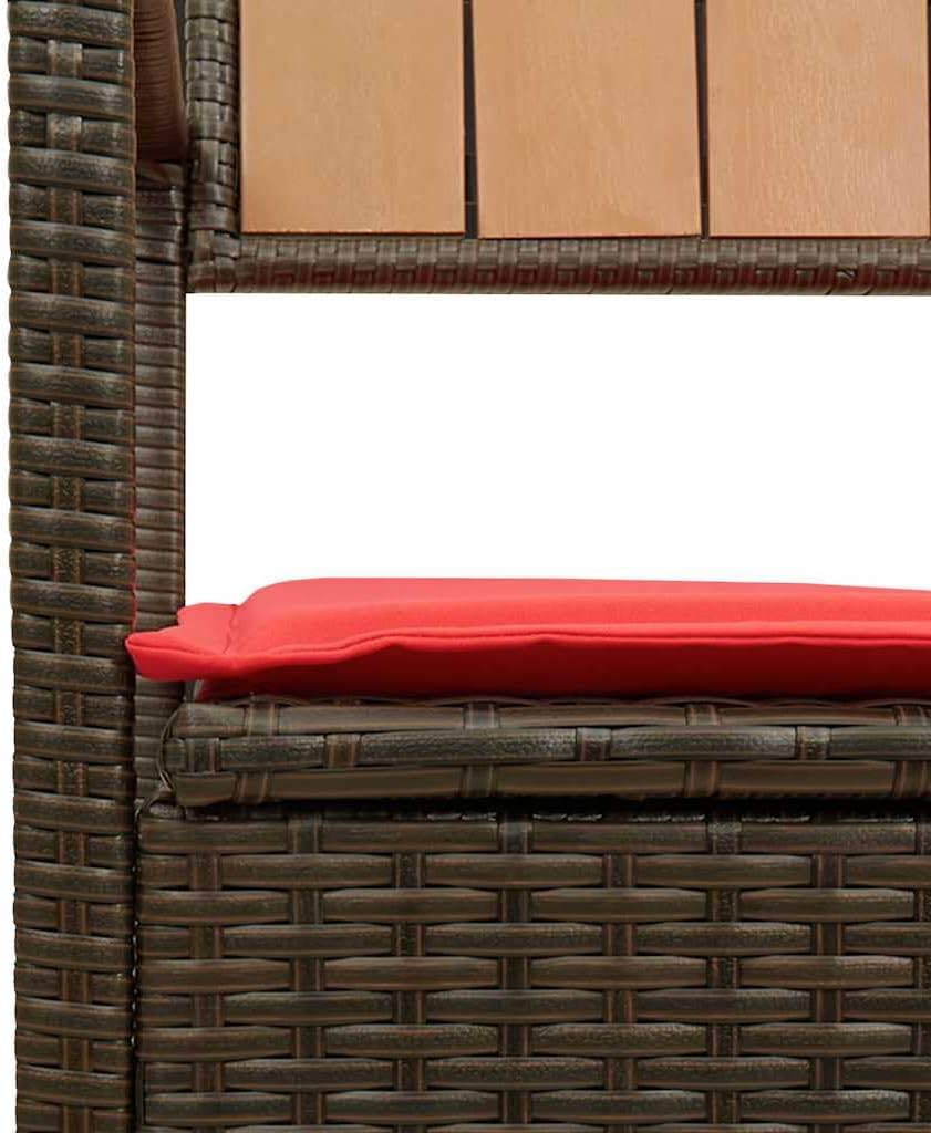 Patio Storage Bench with Cushion, Brown Poly Rattan Outdoor Seat with Waterproof Storage Bag and Gas Spring Lid
