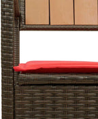 PE Rattan Patio Storage Bench with Cushion, Brown Poly Rattan Outdoor Seat with Waterproof Storage Bag and Gas Spring Lid