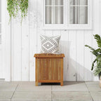 Solid Acacia Wood Patio Storage Box with Waterproof Bag, 23.6x19.7x22.8 Inch Outdoor Bench for Cushions and Garden Tools