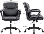 Furmax Mid Back Executive Office Chair Swivel Computer Task Chair with Armrests,Ergonomic Leather-Padded Desk Chair with Lumbar Support