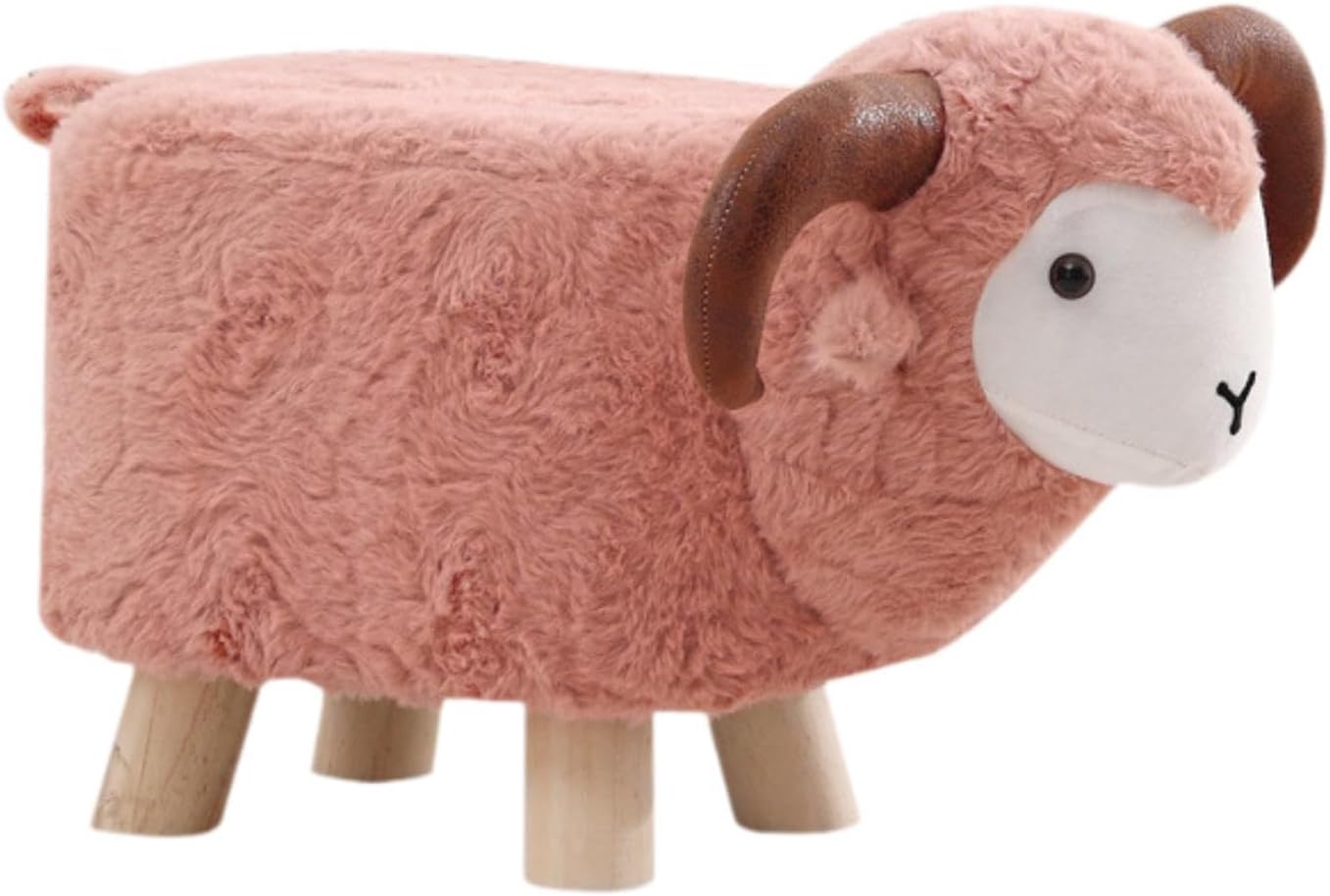 Cartoon Animal Stool for Children, Non-Slip Footrest Ottoman for Indoor Use, Pink