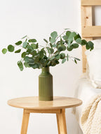 STHIE Green Ceramic Flower Vase, Minimalist Home Decoration, 8 Inch Small Pampas Grass Vases for Kitchen, Bedroom, Office, Living Room, Bathroom, Shelf Centerpiece Table