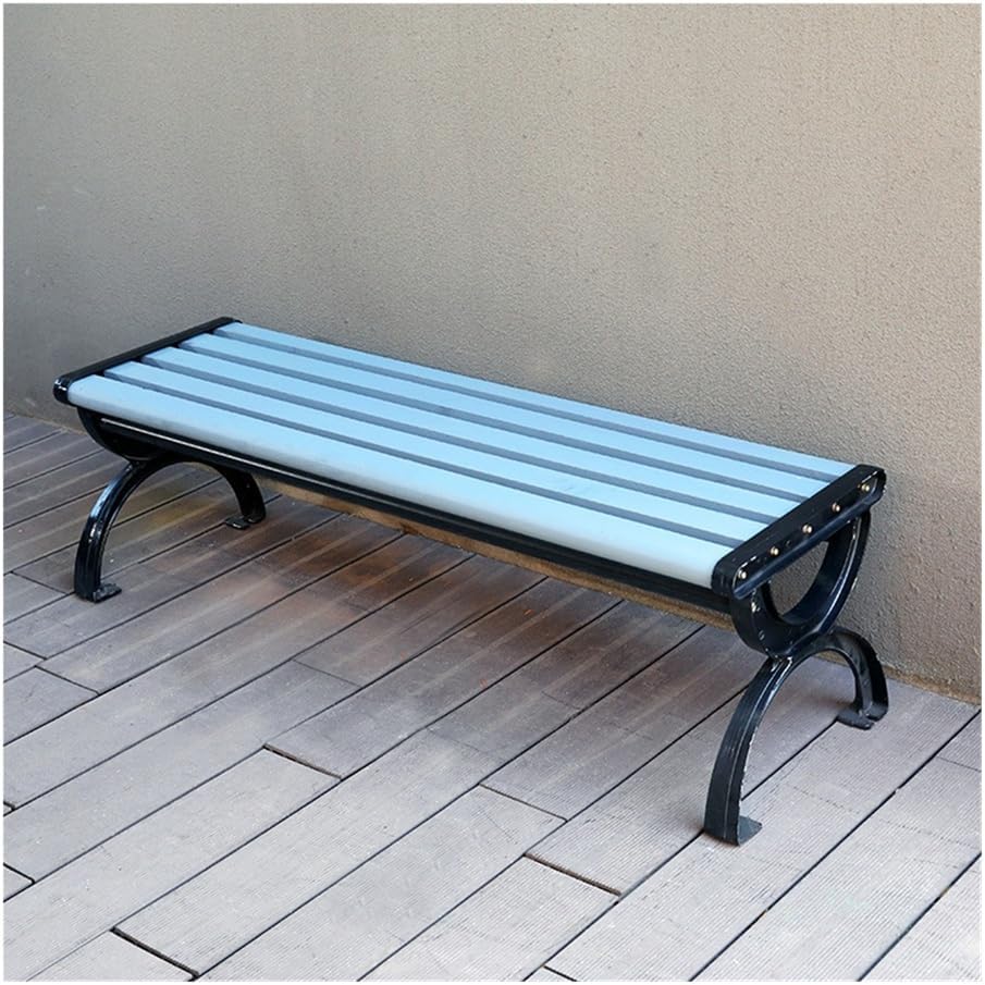 Patio Benches Iron & Wood Park Benches for Outdoor, Courtyard, Square Seating