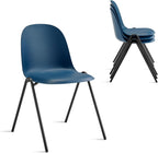 Blue Stackable Plastic Chair with Metal Leg, Quick Assembly Waiting Room Chairs, 300lb Capacity Commercial Event Reception Chair, Indoor and Outdoor Restaurants School Classroom, Set of 4