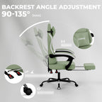 Gaming Chair with Massage,Ergonomic PC Gaming Chair Computer Chairs with Footrest Comfortable Headrest and Lumbar Support, High Back GREENWHITE