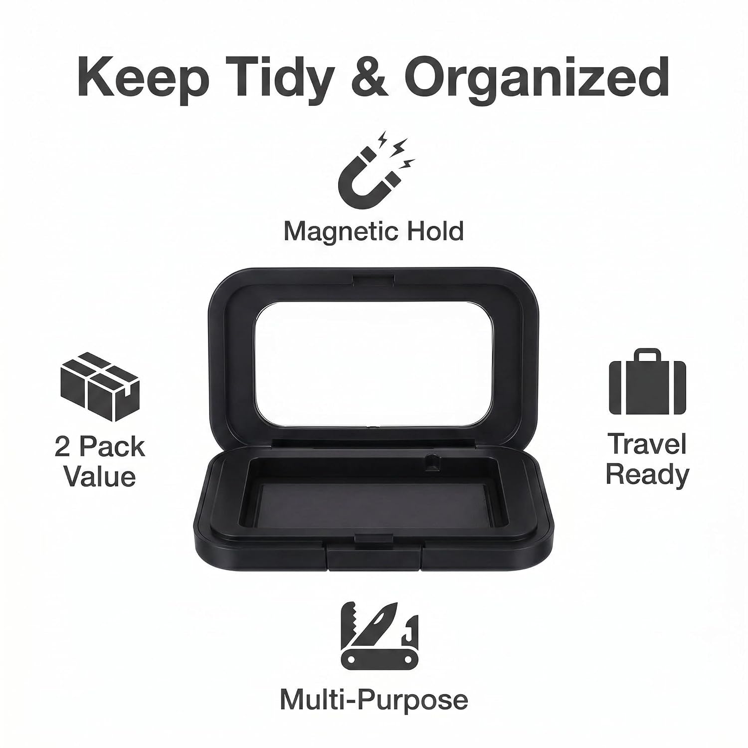 2 Pcs Magnetic Bobby Pin Holder - Portable Strong Magnet Organizer for Hair Pins, Paperclips & Metal Accessories, Travel Friendly for Makeup Bag, Vanity & Office