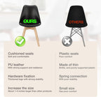 OLIXIS Dining Chairs Set of 4, PU Leather Upholstered Kitchen Chairs with Solid Wood Legs, Mid Century Modern Accent Chairs for Living Room, Bedroom, Patio, Black