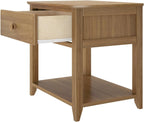 Max & Lily® Kids Wooden Nightstand with Drawer & Open Shelf, Solid New Zealand Pine, Low-VOC, Easy Assembly, Pecan