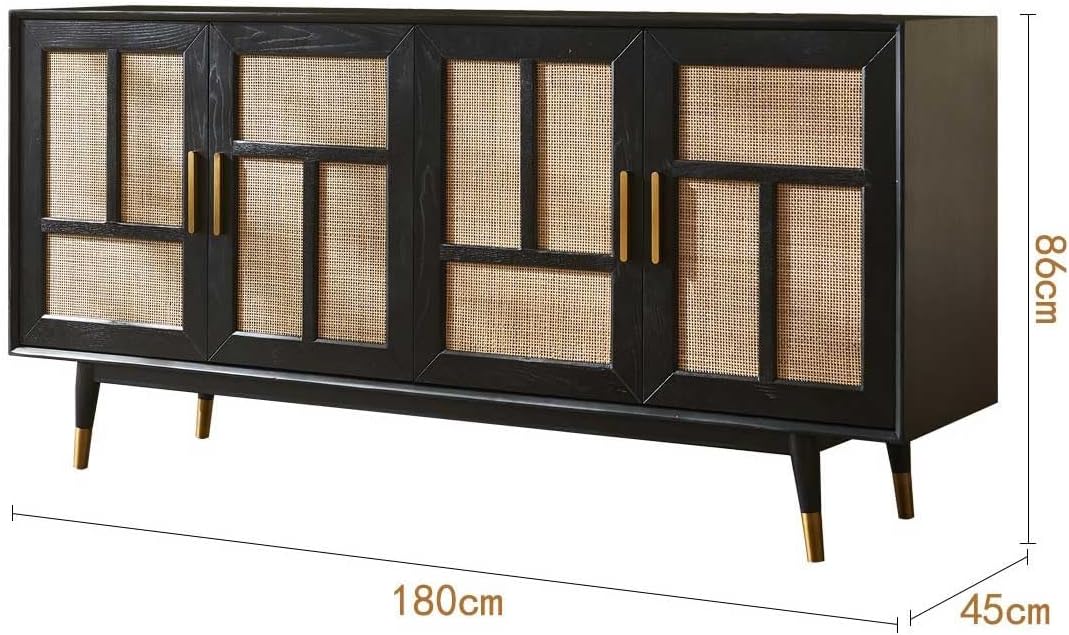 Entryway Cabinet Wooden Rattan Dining Sideboard Retro Home Wall Porch Cabinet Living Room Storage Cabinet Sideboard Storage Cabinet