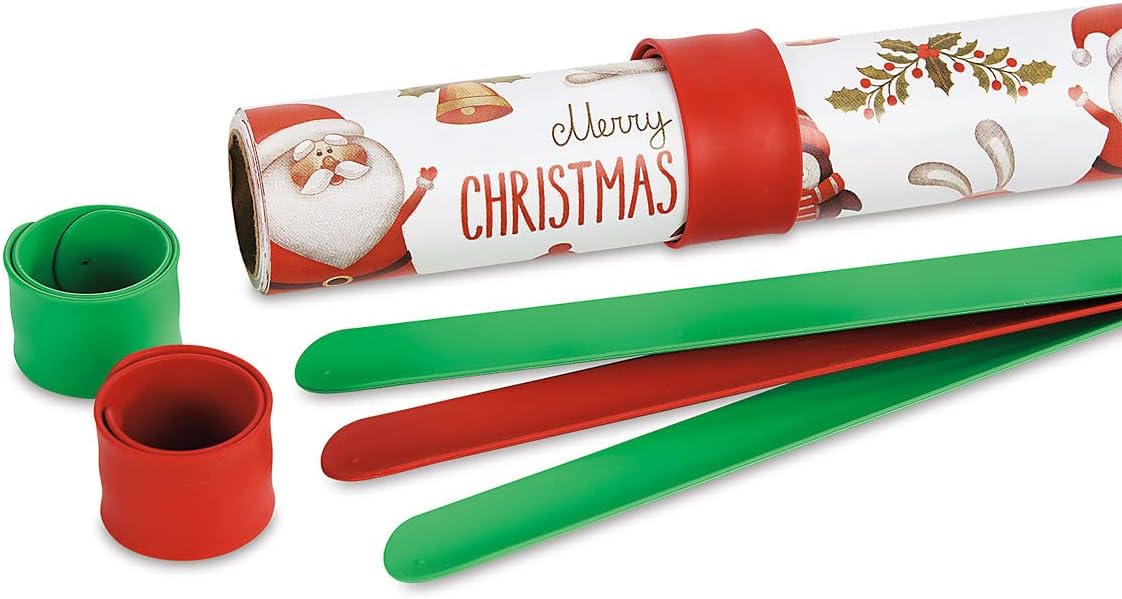 Current Silicone Holiday Red & Green Flip Wraps- Set of 6, Gift Wrap Holders, Silicone-Covered Metal Strips Flip to Securely Hold Gift Wrap Rolls, Electrical Cords and Posters,Roll Storage Holder