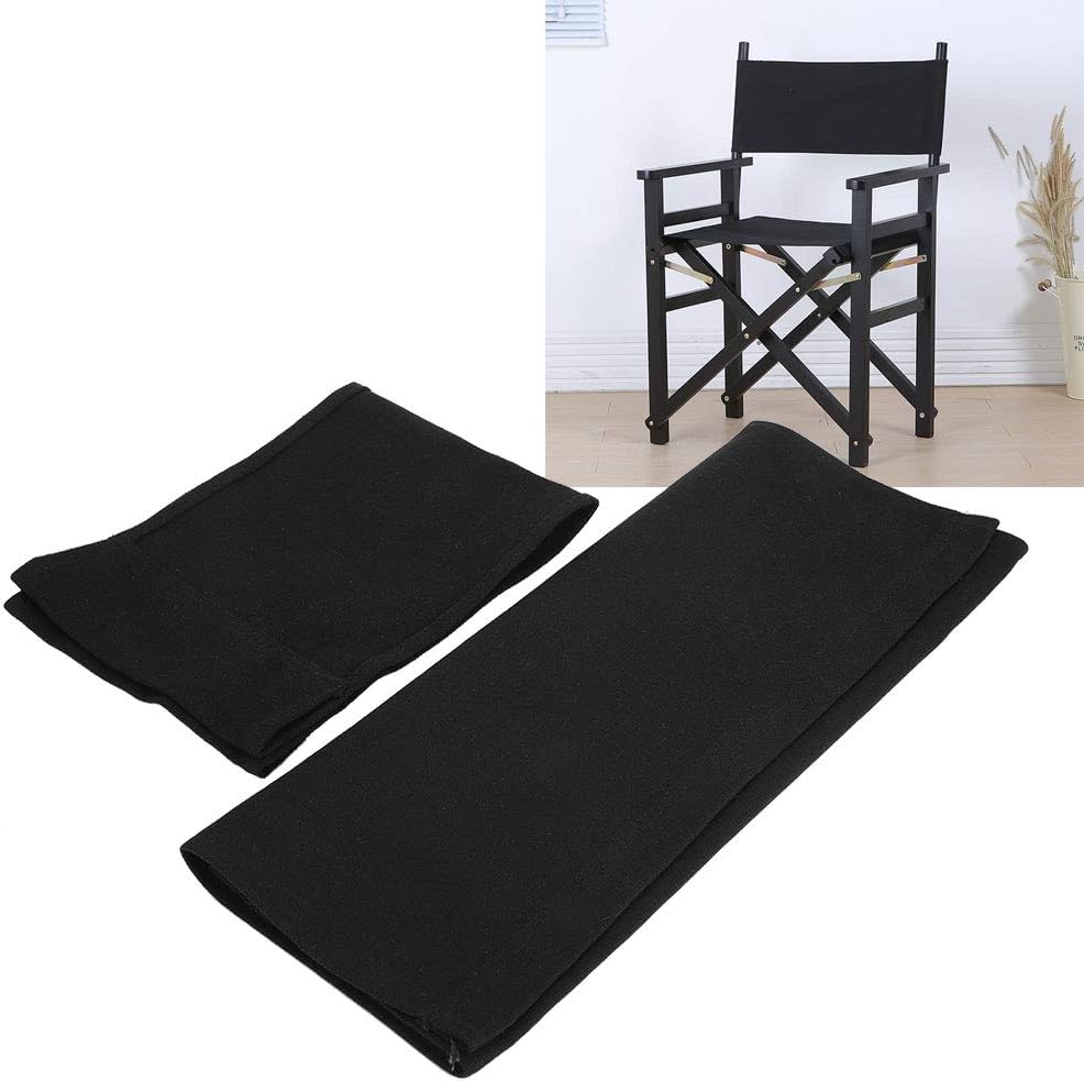 GLOGLOW 1 Set Directors Chair Canvas Replacement Covers, Movie Chair Replacement Canvas Seat and Back Cover for Home Director Chair (Black)