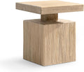 Jennifer Taylor Home Calder 18" Solid Square Reclaimed Elm Block Plinth Side Table, Heritage Light Natural Brown Reclaimed Elm