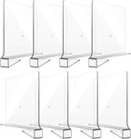 Boao 8 Pcs Shelf Dividers for Closet Organization Acrylic Clear Shelf Divider Purse Organizer Handbag Separator Bookshelf Divider for Closet Bedroom Kitchen Office Cabinet Bathroom