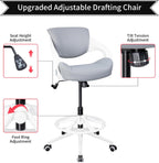 Ergonomic Drafting Chair,Standing Computer Desk Chair,Foot Ring,Lumbar Support,Swivel Task Chair -Grey