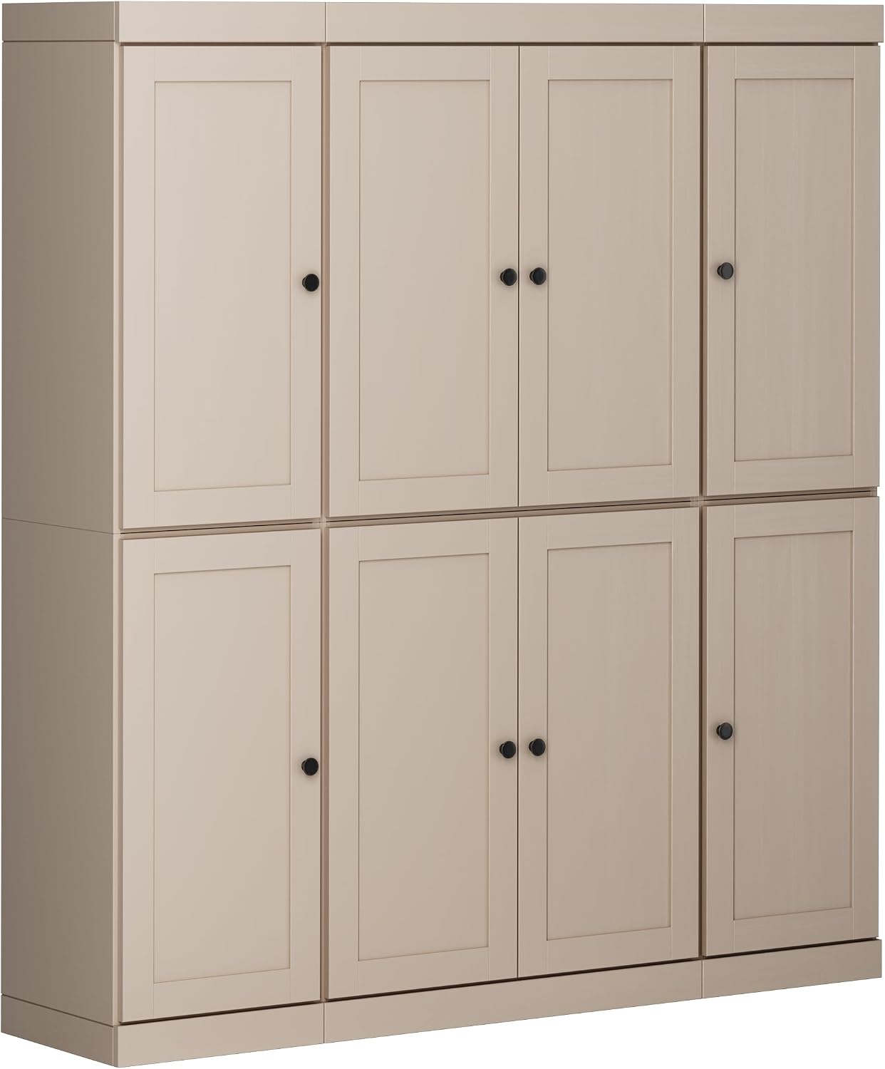 Palace Imports Solid Wood Pantry Cabinet – 71.5" Tall x 65" Wide - Wooden Storage Cabinet w/ 8 Shaker Doors, 2 Drawers, 12 Adjustable Shelves - Kitchen Cupboard - Beige, 100% Eco-Friendly Pine Wood