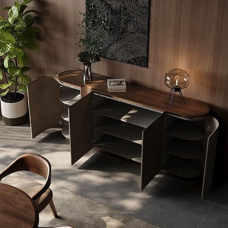 Entryway Cabinet Simple Black Walnut Dining Room Storage Living Wall Cabinet Entrance Decoration Furniture Suitable for Sideboard Storage Cabinet(200x40x90cm)