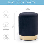 Storage Ottoman,Metal Base Vanity Stool Chair,Modern Round Footstool with Soft Padded Seat,Multipurpose Sofa Table or Plant Stand for Hallway,Living Room and Lounge (Black-Short Plush)