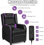 Massage Gaming Recliner Chair, Purple