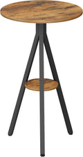 YATINEY Bar Table, 2-Tier Round Pub Table, Counter Height Cocktail Table for Small Spaces, Dining Room, Cafe, Pub, Rustic Brown and Black BT12BR