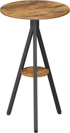 YATINEY Bar Table, 2-Tier Round Pub Table, Counter Height Cocktail Table for Small Spaces, Dining Room, Cafe, Pub, Rustic Brown and Black BT12BR